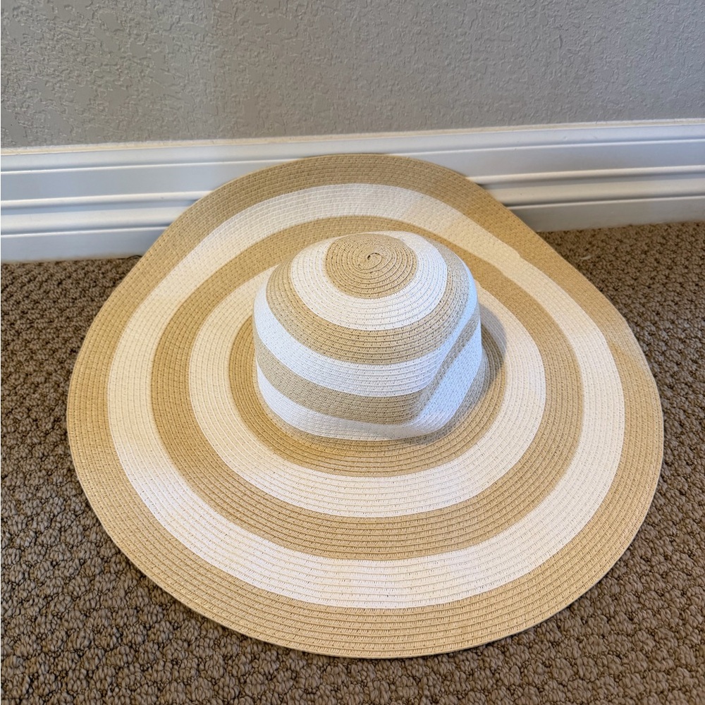 a new day Tan and White Striped Hat